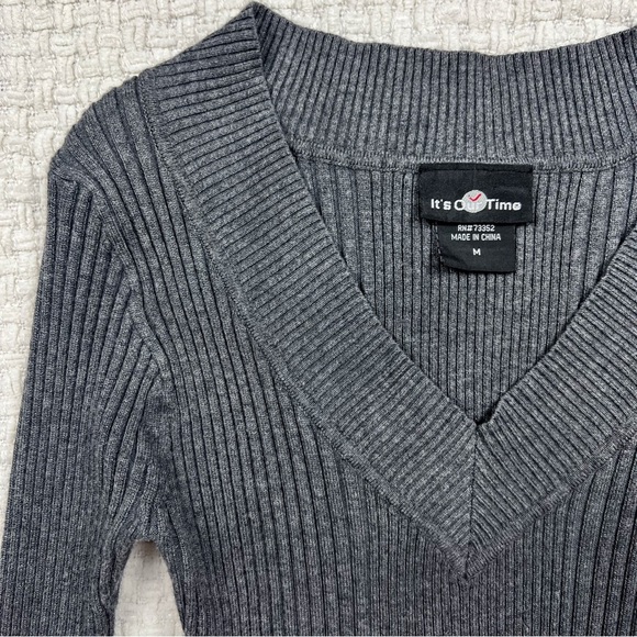 Y2K Grey Long Line Sweater - Picture 4 of 6